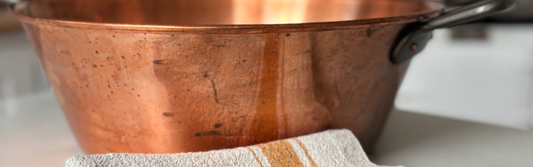 Traditional copper jam pan used for French jam making