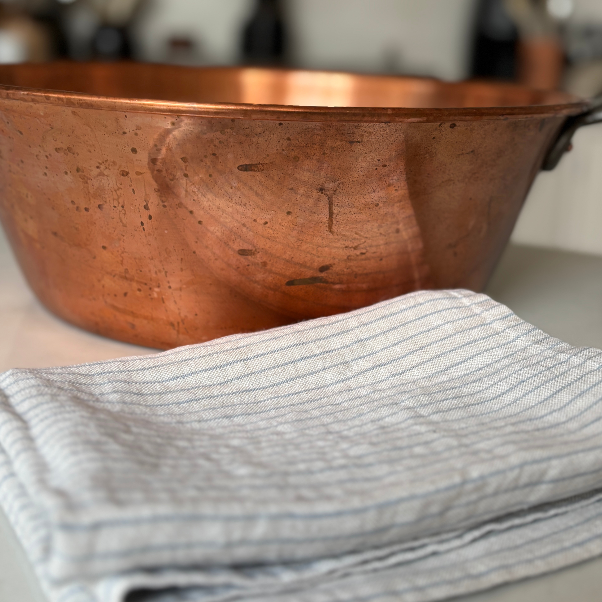 Blue Stripe Linen Kitchen Towel