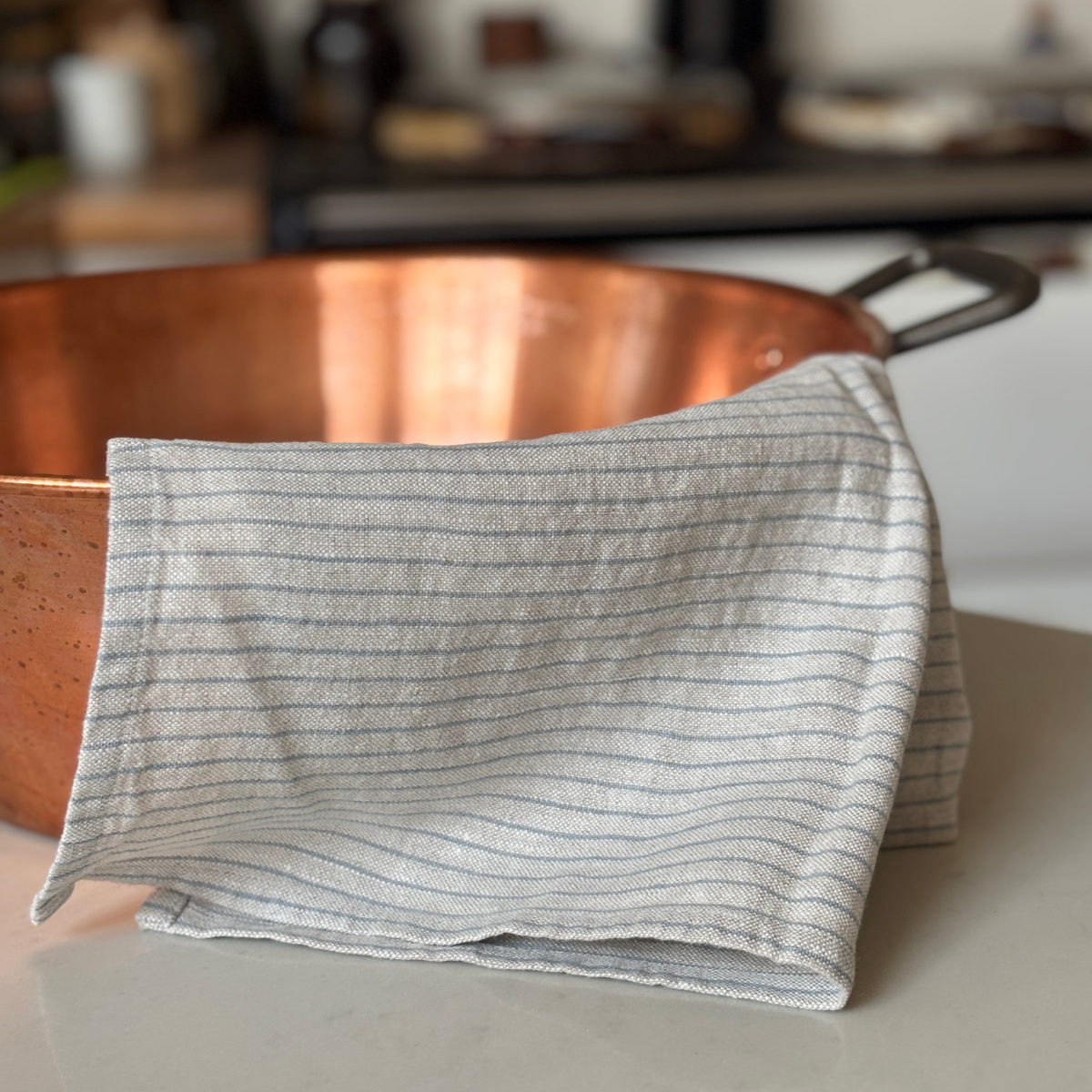 Blue Stripe Linen Kitchen Towel