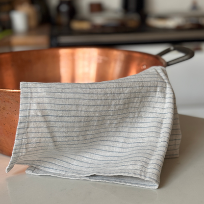 Blue Stripe Linen Kitchen Towel