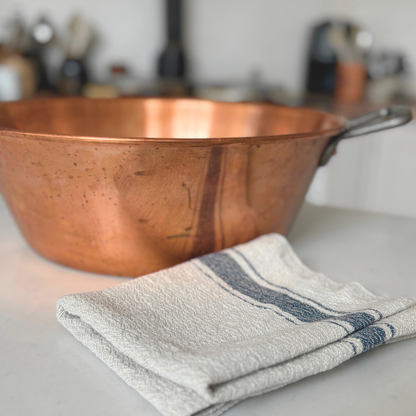 The Vintage Stripe Set – Blue & Turmeric Stripe Linen Towel