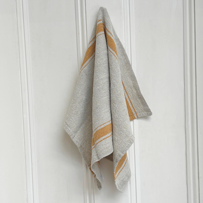 The Vintage Stripe Set – Blue & Turmeric Stripe Linen Towel