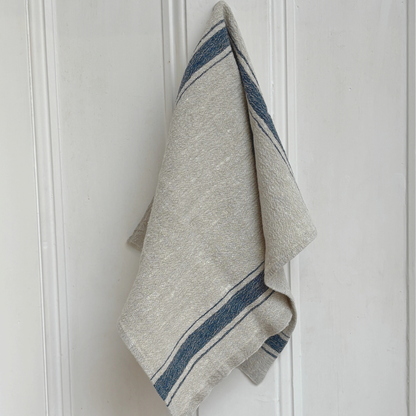 The Vintage Stripe Set – Blue & Turmeric Stripe Linen Towel