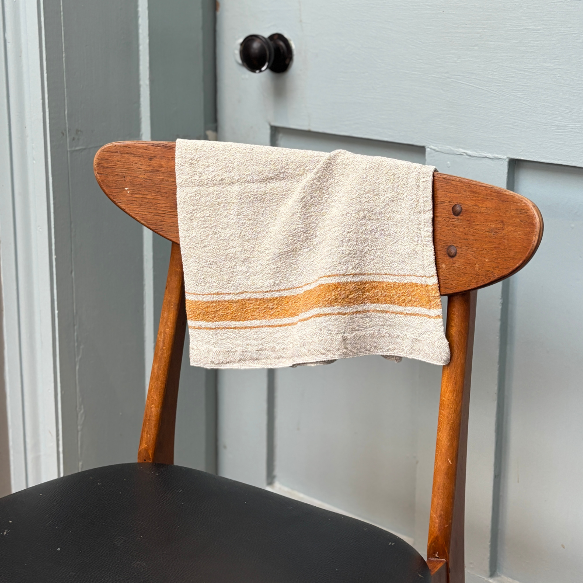 The Vintage Stripe Set – Blue & Turmeric Stripe Linen Towel