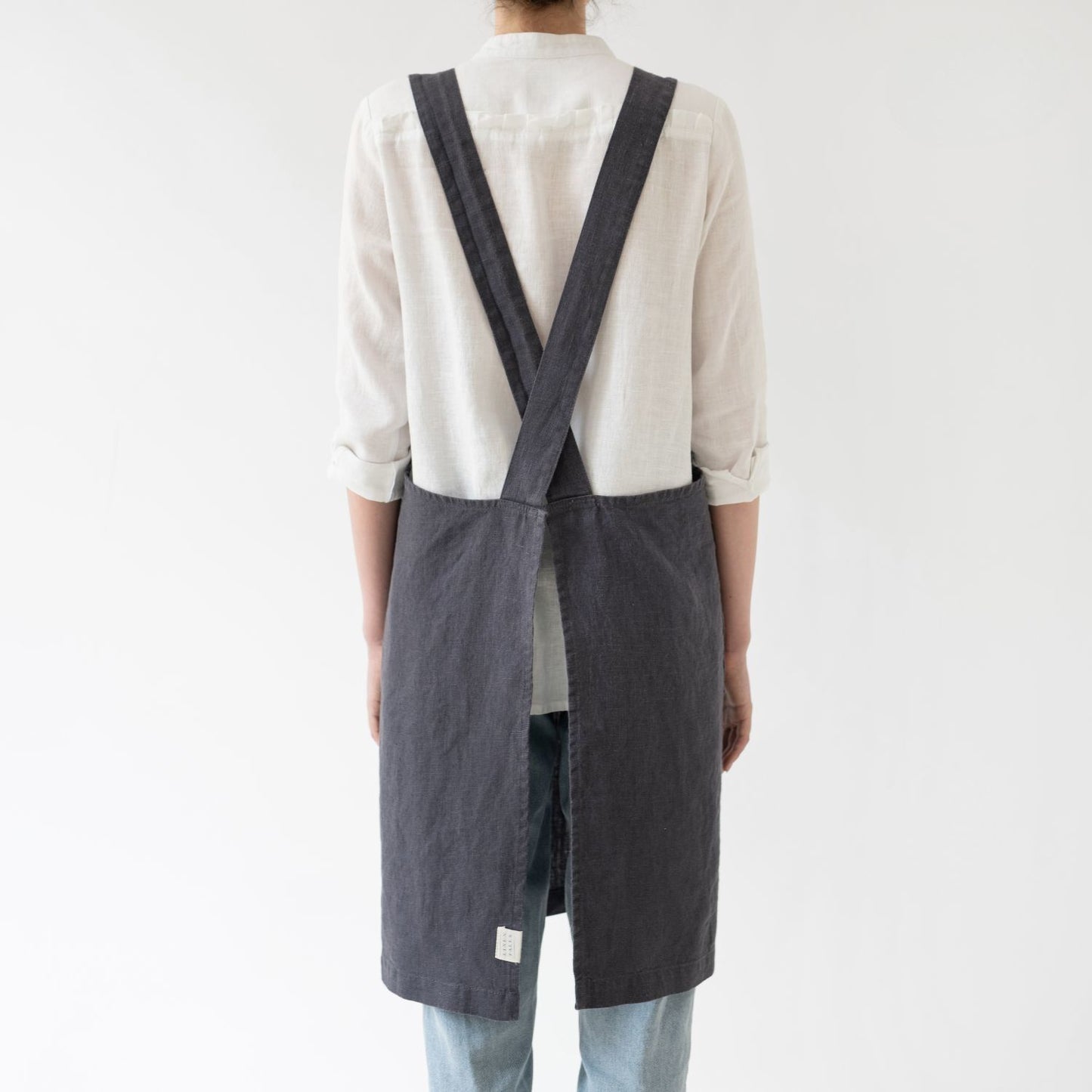Dark Grey Linen Crossback Apron