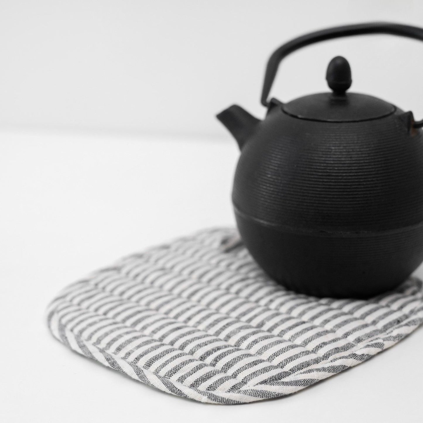 Thin Black Stripe Linen Pot Holder