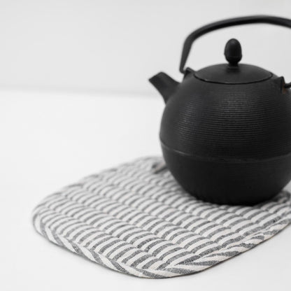 Thin Black Stripe Linen Pot Holder