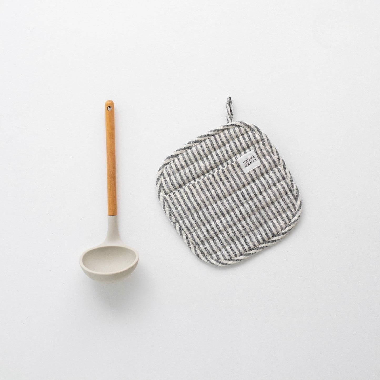 Thin Black Stripe Linen Pot Holder