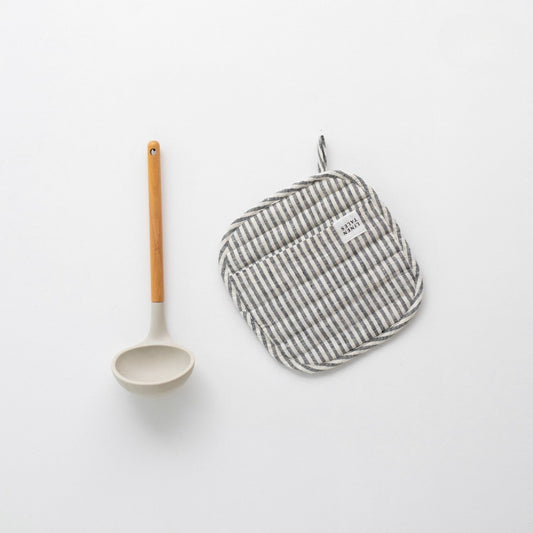 Thin Black Stripe Linen Pot Holder