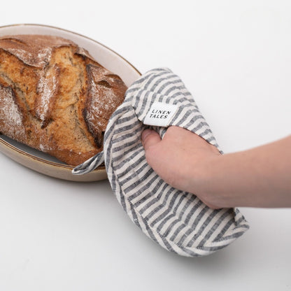 Thin Black Stripe Linen Pot Holder